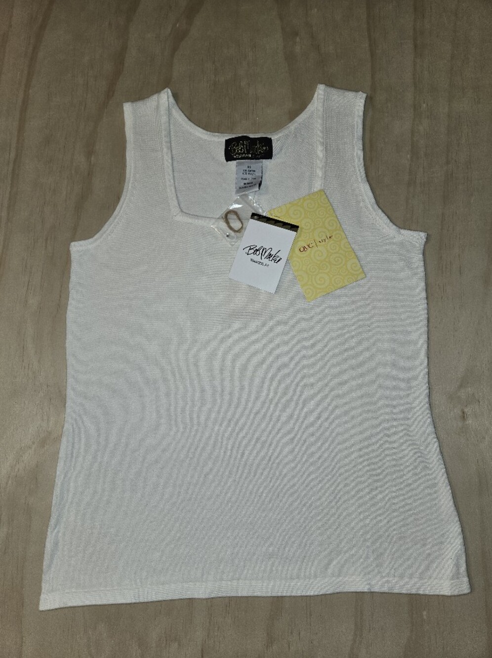 Bob Mackie Wearable Art White Knit Scoop Neck Tank Top - Size XS - NWT